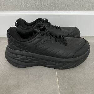 Hoka One One Bondi SR Mens 10.5 Black Wide 2E Leather Slip Resistant Shoes